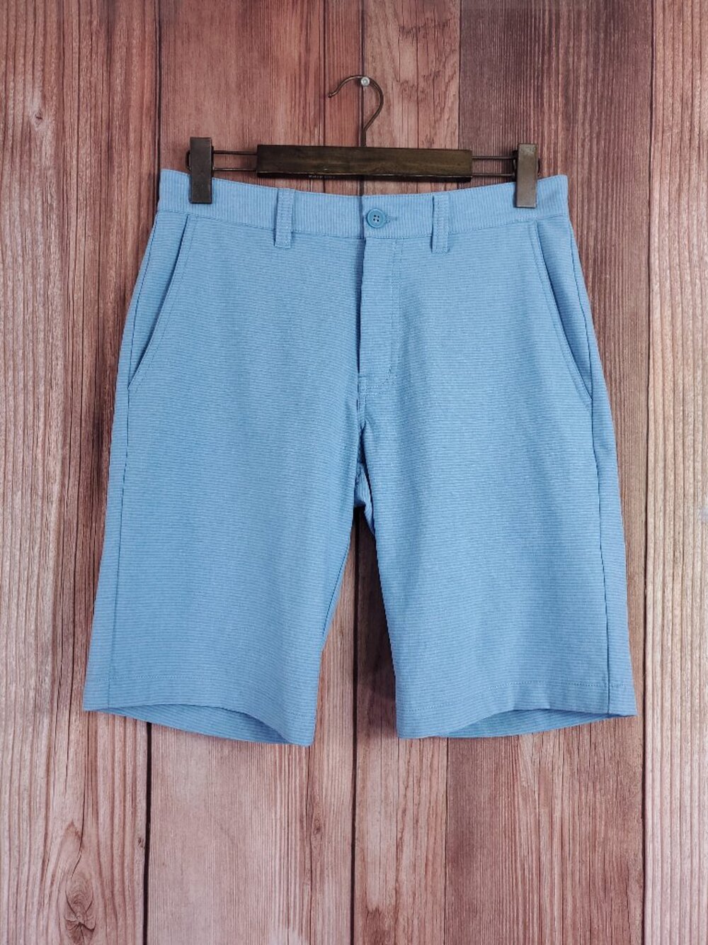 TravisMathew Kona Gold Golf Shorts Mens 30 Blue Striped Performance Stretch Flat